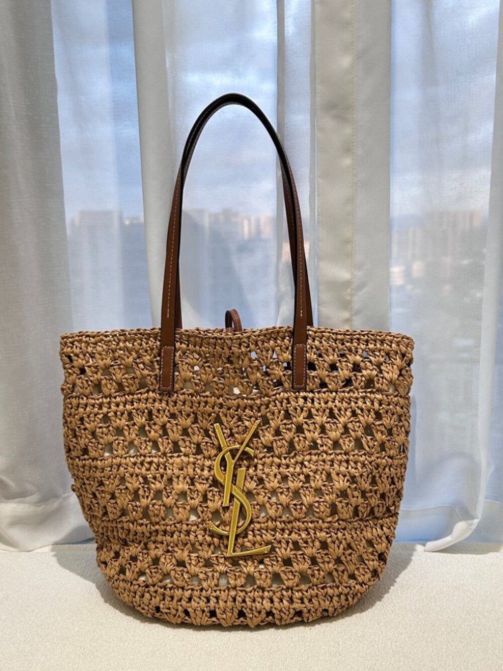 YSL Raffia Woven Tote Bag